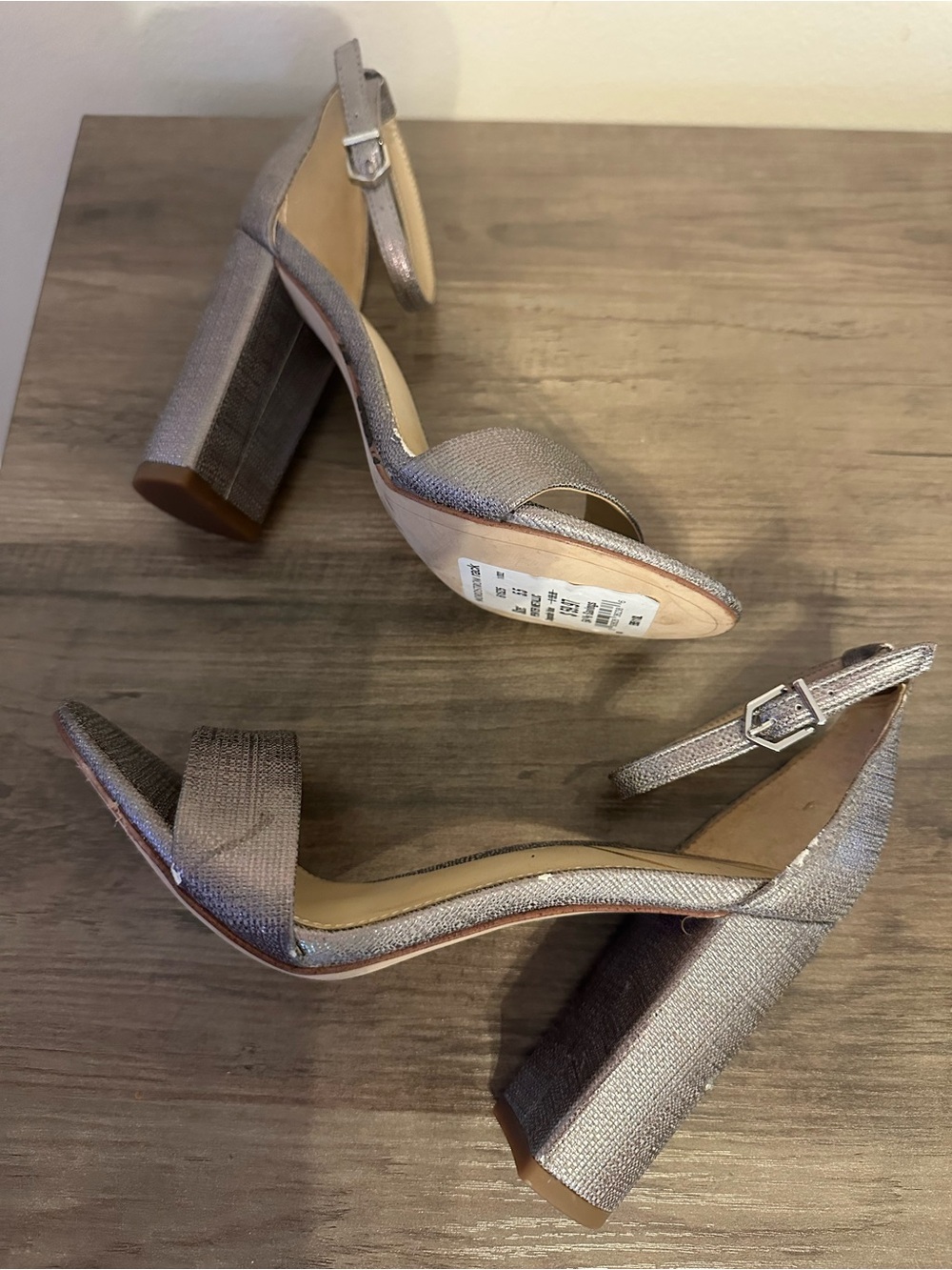 Sam Edelman Yaro block heel sandal metallic silver